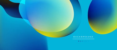 Soyut sıvı şekilleri örtüşüyor, canlı mavi, deniz mavisi renkleri yaratıyor. Modern tasarım elementleri dinamik hareketi, pürüzsüz geçişleri önerir.