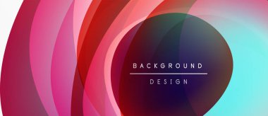 Soyut renkli katmanlar dinamik görsel efekt yaratır. Gradyan gölgeler karışıyor, dairesel desenler oluşturuyor. Metin arkaplan tasarımı okur.