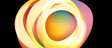 Soyut eşmerkezli çemberler, canlı renklerin karışımı. Turuncu, sarı, pembe renkler dinamik görsel efekt yaratır. Modern tasarım ögesi.