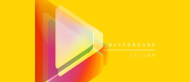 Parlak sarı arkaplan özellikleri üçgen şeklinde. Renkler karışır, modern görsel efekt yaratır. Minimalist tasarım, temiz estetik.