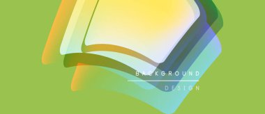 Soyut katmanlı şekiller örtüşüyor, canlı renk değişimleri yaratıyor. Arkaplanda metin arkaplan tasarımı var. Limon yeşili boşluğu doldurur.