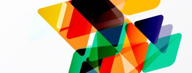 Soyut geometrik şekiller örtüşür, canlı renkler dinamik bileşim yaratır. Modern tasarım, temiz estetik, basit formlar..