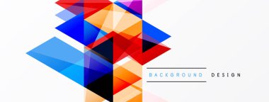 Soyut geometrik şekiller örtüşür, canlı renkli kompozisyon oluşturur. Modern tasarım elementleri dinamik görsel deneyim önerir.