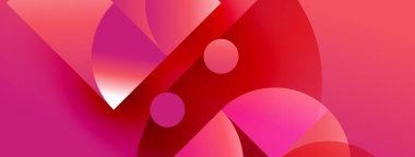 Soyut pembe tasarım kıvrımlı şekiller, daireler, gradyanlar içerir. Modern estetik, canlı renkler, dinamik bileşim.