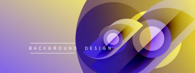 Soyut tasarım özellikleri üst üste binen mor, sarı şekiller. Menekşeden soluk sarıya geçiş. Metin arkaplan tasarımı okur.