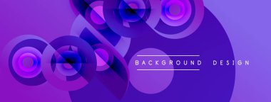 Soyut mor tasarım, üst üste binen daireler oluşturarak dinamik görsel efekt yaratır. Sunumlar ve pankartlar için modern arkaplan.