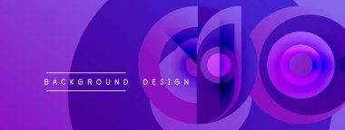 Soyut mor tasarım eşmerkezli daireler, gradyanlar içerir. Metin arka plan tasarımı okur. Modern, canlı görsel element.