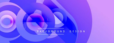 Soyut mavi mor tasarım. Üst üste binen daireler dinamik görsel efekt yaratır. Çeşitli projeler için modern arkaplan.