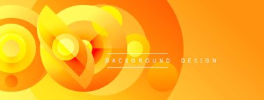 Soyut canlı katmanlar dinamik dairesel şekiller yaratır. Sıcak turuncu, sarı renkler tasarımda baskın. Metin arkaplan tasarımı okur.