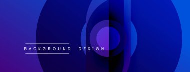 Soyut mavi gradyanlar dairesel katmanlar oluştururlar. Metin arka plan tasarımı okur. Modern, minimalist estetik. Canlı renk şeması.