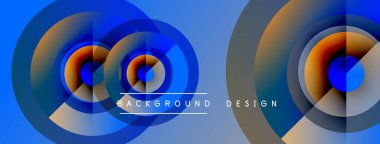 Soyut mavi tasarım, üst üste binen daireler. Gradyan renkler dinamik görsel efekt yaratır. Metin arka plan tasarımı okur. Modern estetik.