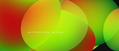 Abstract vibrant circles overlap. Gradient colors blendred, orange, yellow, green. Modern design element for backgrounds, presentations.