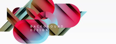 Soyut geometrik şekiller, canlı renkler, dinamik bileşim. Modern tasarım ögeleri görsel olarak çekici bir arkaplan oluşturur.