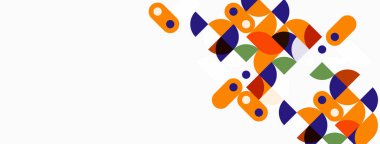 Soyut geometrik şekiller, turuncu, mor, yeşil, mavi. Minimalist tasarım, temiz arka plan, modern estetik. Basit kompozisyon, canlı renkler.