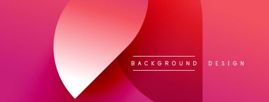 Soyut gradyan şekiller çakışıyor. Pembe, kırmızı renkler tasarımda baskın. Metin arka plan tasarımı okur. Minimalist estetik, modern his.