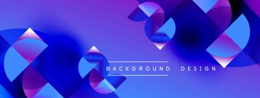 Abstract geometric shapes, vibrant blue purple gradients. Modern design, dynamic composition, suitable background element.