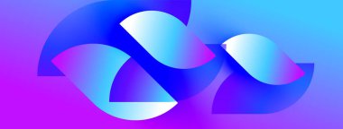 Soyut şekiller canlı mor, mavi renkleri harmanlıyor. Pürüzsüz gradyanlar akış yaratır, modern tasarım. Minimalist bileşim, dinamik enerji.