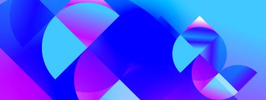 Üst üste binen daireler içeren soyut kompozisyon. Canlı maviler, morlar dinamik görsel efektler yaratır. Yumuşak eğimler derinlik ve hareket önerir.