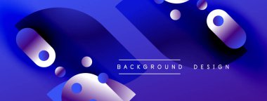 Soyut sıvı şekiller, canlı mavi gradyanlar, modern tasarım. Arkaplan özellikleri üst üste binen daireler, eğriler, dinamik bileşim.