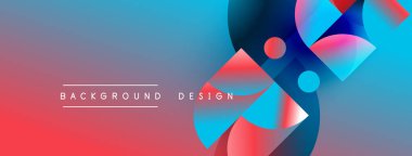 Abstract gradient background. Shapes overlap, creating dynamic visual effect. Red, blue, purple hues dominate composition. Modern design element.