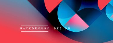Soyut renkli arkaplan. Üst üste binen şekiller dinamik görsel efekt yaratır. Modern tasarım elementleri canlı bileşim sunar.