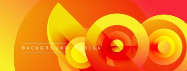 Soyut canlı tasarım, üst üste binen daireler, gradyanlar. Sıcak tonlar baskın gelir, dinamik görsel efekt yaratır. Metin arkaplan tasarımı okur.