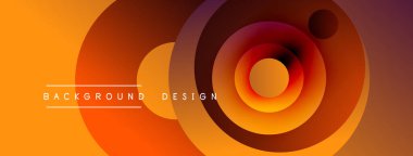 Soyut turuncu arka plan eşmerkezli daireler içerir. Gradyan renkler düzgün bir şekilde karışır ve dinamik görsel efekt yaratır. Modern tasarım ögesi.