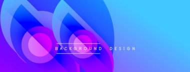 Abstract fluid shapes blend purple, blue hues. Text reads background design centered within composition. Modern, vibrant visual.