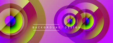 Canlı daireler çakışıyor, renkli gradyanlar yaratıyor. Pembe arkaplan metin arkaplan tasarımı içerir. Modern soyut görsel kompozisyon.