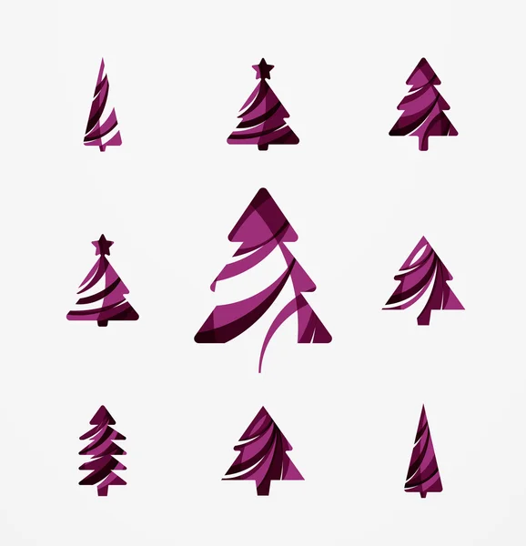 Conjunto de ícones abstratos Árvore de Natal, conceitos de logotipo de negócios, design brilhante moderno limpo — Vetor de Stock