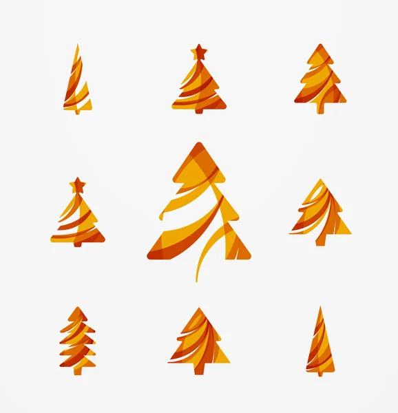 Ensemble d'icônes abstraites de sapin de Noël, concepts de logo d'entreprise, design brillant moderne propre — Image vectorielle