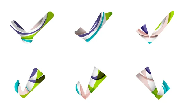 Набор абстрактных значков ОК и клещей, концепции логотипа бизнеса, чистый современный геометрический дизайн — стоковый вектор