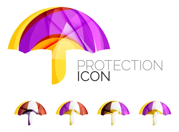 Set of abstract umbrella icons, business logotype protection concepts, clean modern geometric design — Stock Vector