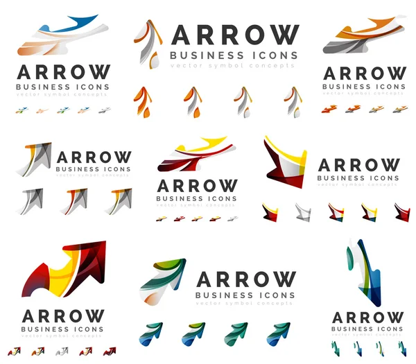 Set of company logotype branding designs, arrow direction concept icons — Stock Vector
