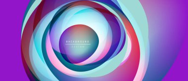 Soyut dairesel katmanlar canlı görsel efektler yaratır. Mor, deniz mavisi, mavi renkler harmanlanarak dinamik bir arka plan tasarımı oluşturur. Modern, şık..