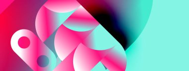 Soyut şekiller, canlı pembeler ve taşlarla harmanlanır. Sıvı eğimleri dinamik bileşim oluşturur. Modern tasarım enerjiyi ve hareketi çağrıştırıyor..