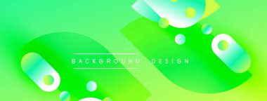 Parlak yeşil arkaplan soyut yuvarlak şekiller, gradyanlar, pürüzsüz kıvrımlar. Dijital projeler için modern tasarım ögesi.