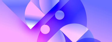 Soyut şekiller canlı mor, pembe ve mavi renkleri harmanlıyor. Pürüzsüz gradyanlar akış yaratır, modern tasarım. Çemberler kesişir.