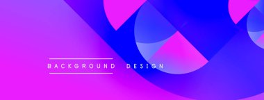 Soyut eğim arkaplanı. Üst üste binen şekiller dinamik görsel efekt yaratır. Pembe, mor, mavi renkler kompozisyona hakim. Metin arkaplan tasarımı okur.