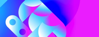 Soyut sıvı şekilleri canlı mavileri, pembeleri, morları harmanlıyor. Dinamik kompozisyon modern görsel deneyim yaratır. Yumuşak eğimler hareketi, enerjiyi gösterir.