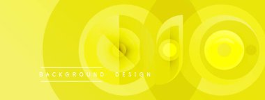 Sarı soyut çemberler katmanlı tasarım yaratır. Yumuşak eğimler derinliği, modern estetiği akla getiriyor. Minimum metin arkaplan tasarımı okur.