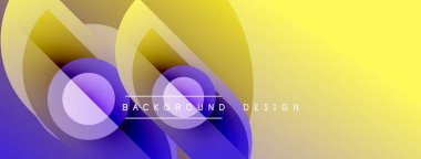 Soyut renkli tasarım, üst üste binen daireler, gradyanlar. Sarı, mor renkler dinamik görsel efekt yaratır. Metin arkaplan tasarımı okur.