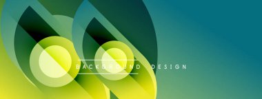 Soyut geometrik şekiller canlı yeşillikleri, sarıları, mavileri harmanlarlar. Modern tasarım dinamik görsel deneyim yaratır. Yumuşak eğimler derinlik sunar.