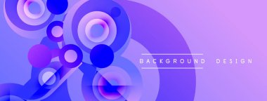 Soyut mor tasarım, üst üste binen daireler, gradyanlar, canlı renkler. Arka planlar ve sunumlar için modern estetik.