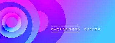 Soyut, canlı çemberler mavi ve mor renklere karışıyor. Metin, kompozisyon içerisindeki arkaplan tasarımını okur.