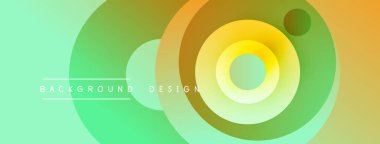 Soyut arkaplan özellikleri katmanlı daireler, yeşilden turuncuya kayan gradyanlar. Minimalist metin arka plan tasarımı okur. Modern, canlı görsel.