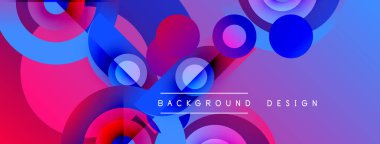 Soyut parlak daireler üst üste binerek dinamik mor, mavi ve pembe renkler yaratıyor. Arkaplan ve sunumlar için modern tasarım ögesi.