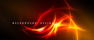 Soyut enerji akışları. Kırmızı, turuncu renkler koyu arkaplana hakim. Dinamik bileşim görsel etki yaratır. Modern tasarım ögesi.