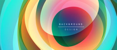 Soyut renkli katmanlar dinamik dairesel desen oluşturur. Gradyan renkler harmanlanır, canlı görsel deneyimler oluşturur. Modern tasarım ögesi.