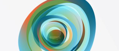 Soyut dairesel katmanlar dinamik görsel efekt yaratır. Renkler harmanlanır, modern tasarım ögesi oluşturulur. Yumuşak eğimler hareketi, derinliği gösterir.